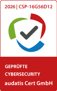 audatis CERT GmbH: TESTAT für geprüfte CYBER SECURITY Nr. CSP-16G56D12 (2026)